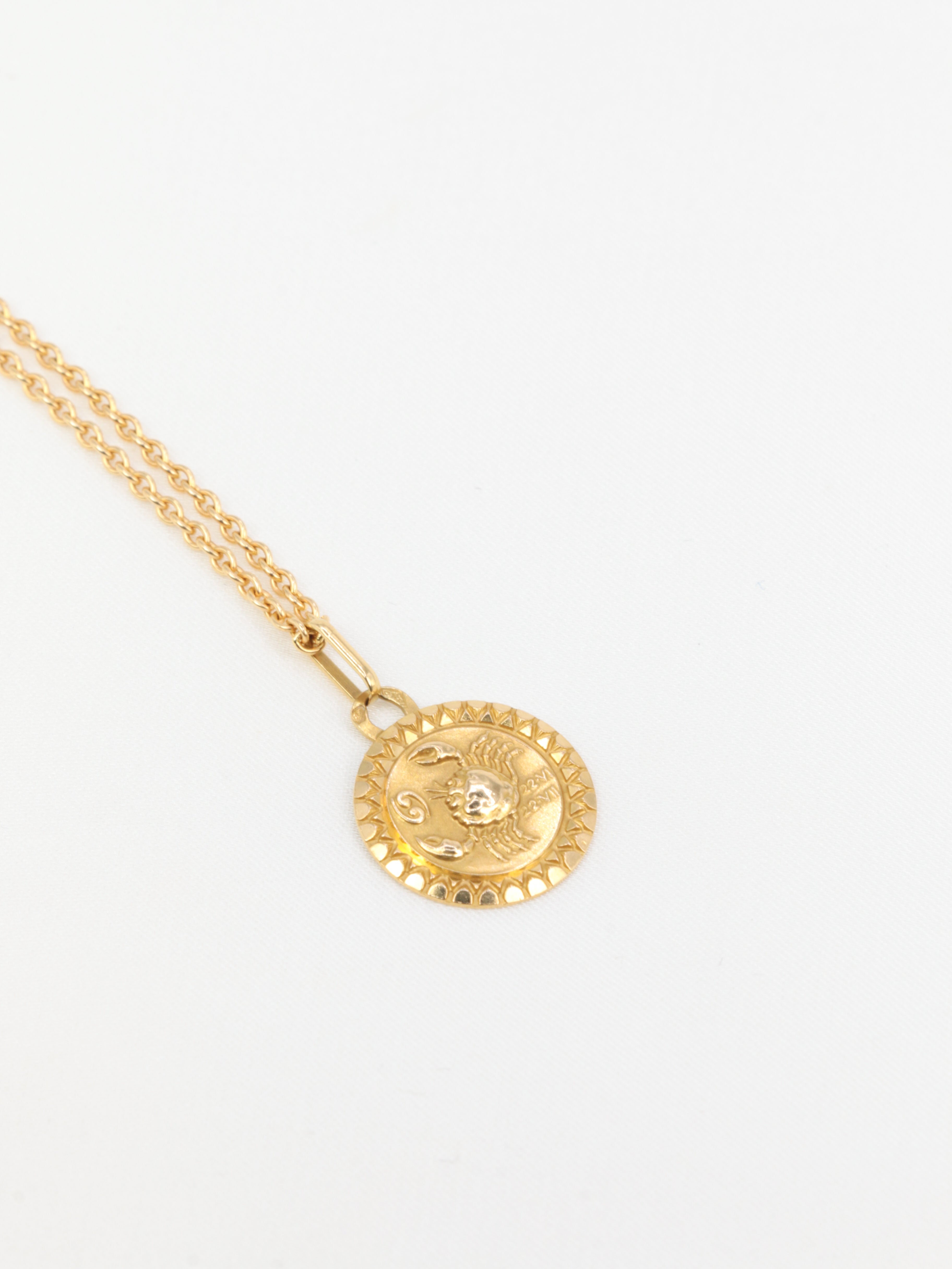 Vintage Yellow Gold Cancer Zodiac Sign Medal