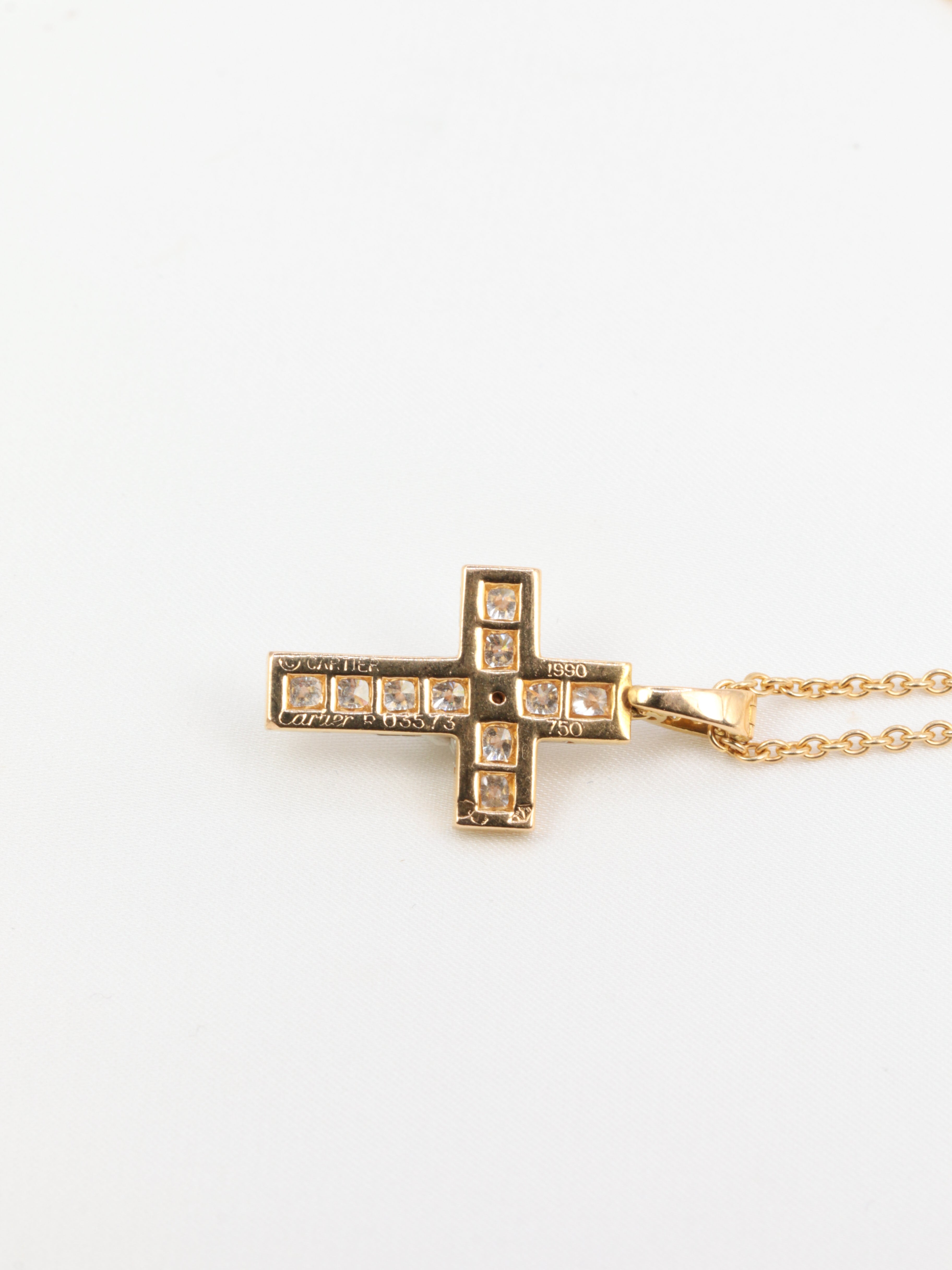 Vintage Cartier cross pendant in gold and diamonds